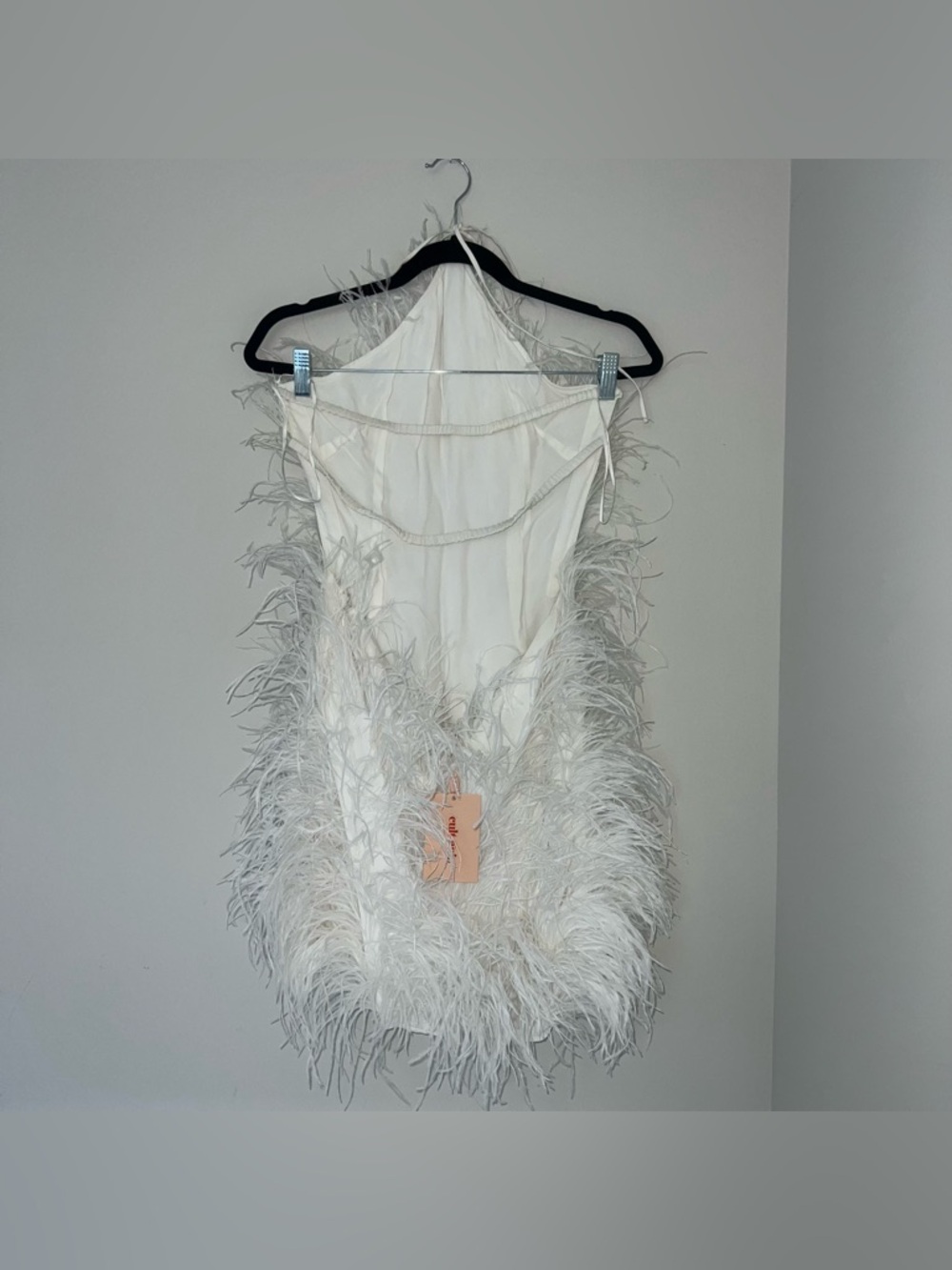 Cult Gaia Vale Shannon White Bridal Mini Dress Feather - Picture 11 of 15